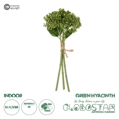 GloboStar® Artificial Garden GREEN HYACINTH BOUQUET 21354 Τεχνητό Διακοσμητικό Μπουκέτο Πράσινος Υάκυνθος Y30cm