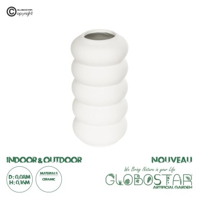 GloboStar® Artificial Garden NOUVEAU 21293 Διακοσμητικό Κεραμικό Βάζo Λευκό Π8 x Μ8 x Υ16cm