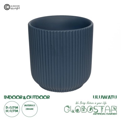 GloboStar® Artificial Garden ULUWATU 20520 Διακοσμητική Κεραμική Γλάστρα Μπλέ Π17 x M17 x Υ17