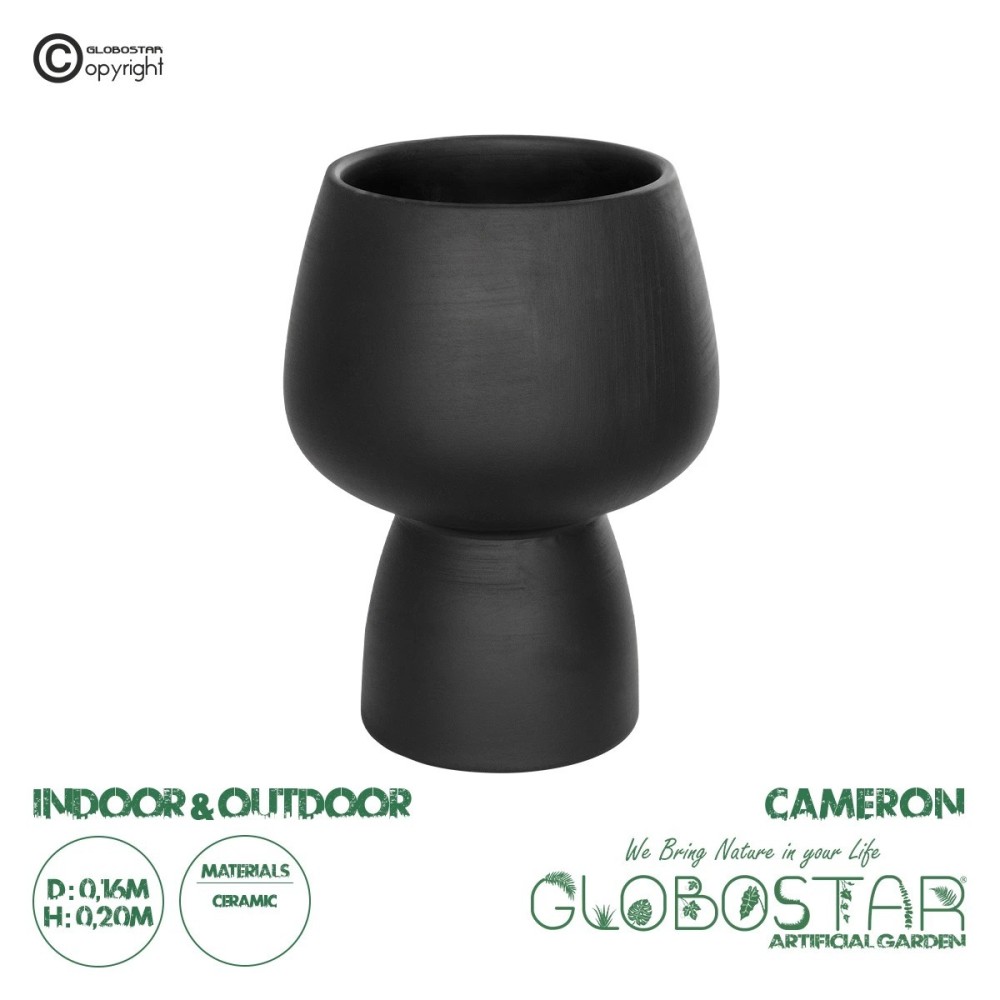 GloboStar® Artificial Garden CAMERON 21272 Διακοσμητικό Κεραμικό Βάζo Μαύρο Π16 x Μ16 x Υ20cm