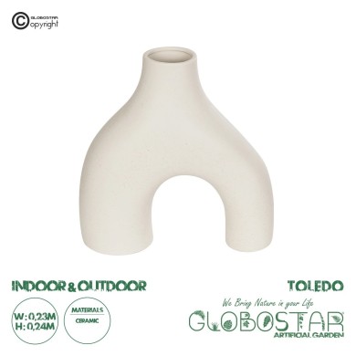 GloboStar® Artificial Garden TOLEDO 21250 Διακοσμητικό Κεραμικό Βάζo Μπεζ Π23 x Μ10 x Υ24 cm