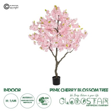 GloboStar® Artificial Garden PINK CHERRY BLOSSOM TREE 20677 Τεχνητό Διακοσμητικό Δέντρο Ροζ Άνθος Κερασιάς Υ160cm
