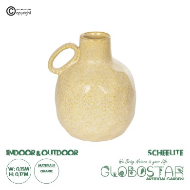 GloboStar® Artificial Garden SCHEELITE 21507 Διακοσμητικό Κεραμικό Βάζo Μπέζ Φ15 x Υ17 cm