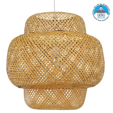 GLOBOSTAR® MALDIVES 01657 Boho Κρεμαστό Φωτιστικό Οροφής με Ντουί 1 x E27 AC 220-240V IP20 - Μπεζ - Μ56 x Π56 x Υ54cm