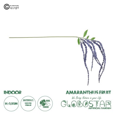GloboStar® Artificial Garden PURPLE AMARANTHUS FRUIT BRANCH 21452 Τεχνητό Διακοσμητικό Κλαδί Μωβ Αμάρανθος Y80cm