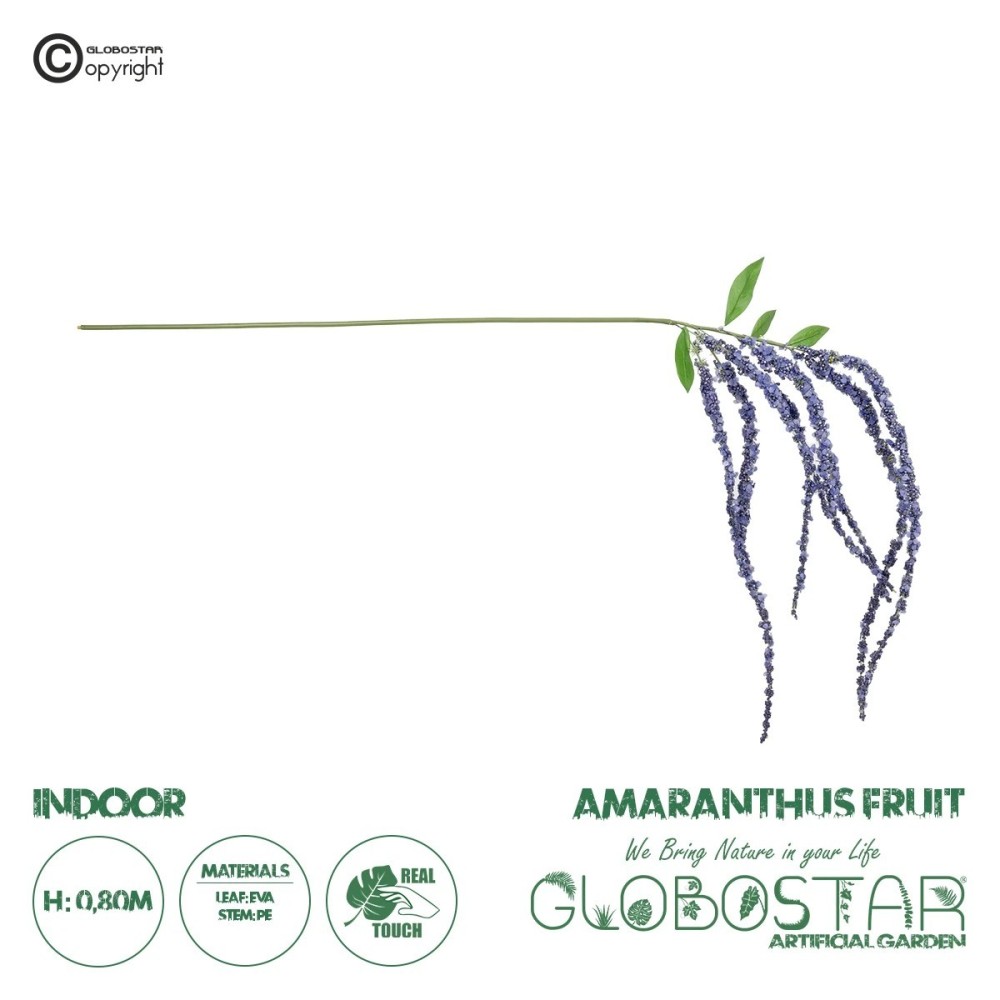 GloboStar® Artificial Garden PURPLE AMARANTHUS FRUIT BRANCH 21452 Τεχνητό Διακοσμητικό Κλαδί Μωβ Αμάρανθος Y80cm