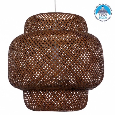 GLOBOSTAR® MALDIVES 01658 Boho Κρεμαστό Φωτιστικό Οροφής με Ντουί 1 x E27 AC 220-240V IP20 - Καφέ - Μ56 x Π56 x Υ54cm