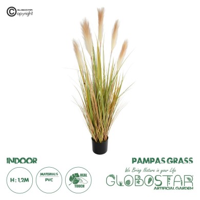 GloboStar® Artificial Garden PAMPAS GRASS 21477 Τεχνητό Διακοσμητικό Φυτό Παμπας Υ120cm