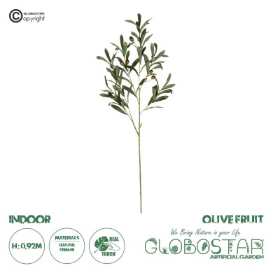 GloboStar® Artificial Garden OLIVE FRUIT BRANCH 21450 Τεχνητό Διακοσμητικό Κλαδί Ελίας Y92cm