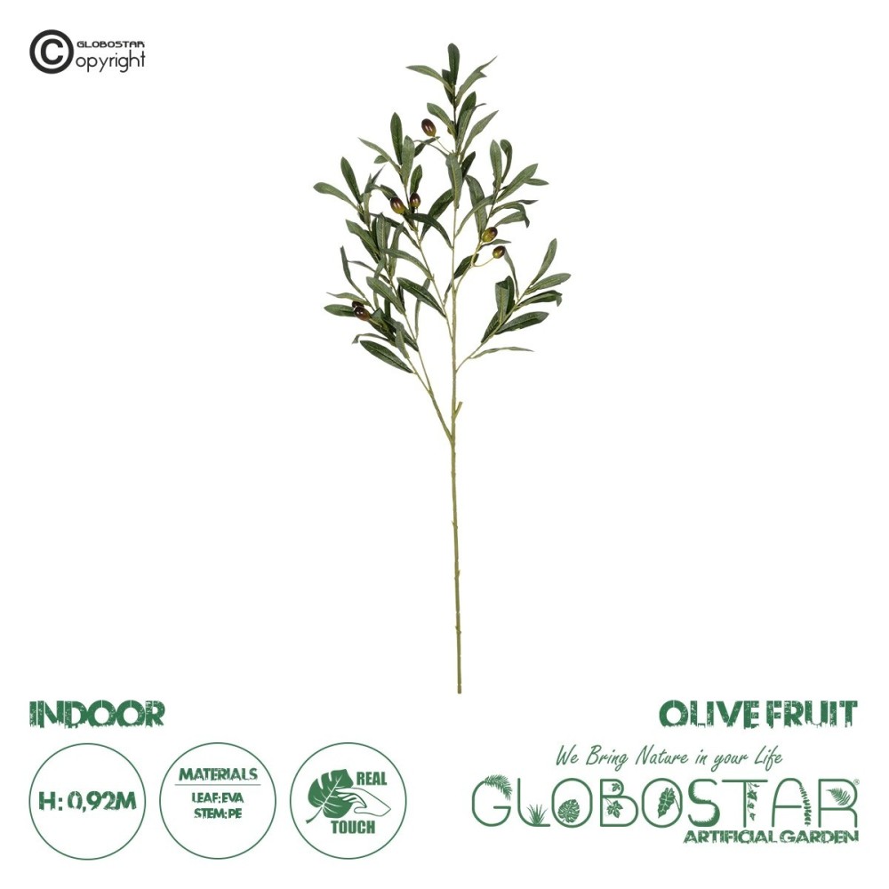 GloboStar® Artificial Garden OLIVE FRUIT BRANCH 21450 Τεχνητό Διακοσμητικό Κλαδί Ελίας Y92cm