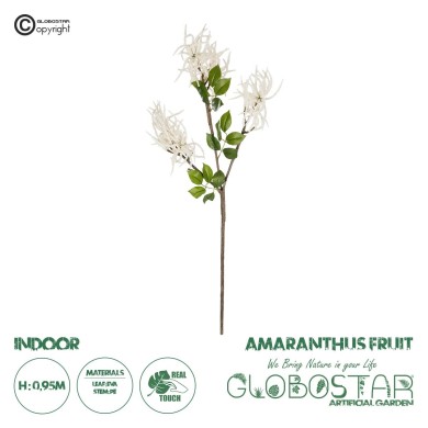 GloboStar® Artificial Garden WHITE AMARANTHUS FRUIT BRANCH 21447 Τεχνητό Διακοσμητικό Κλαδί Λευκός Αμάρανθος Y95cm