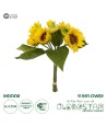 GloboStar® Artificial Garden YELLOW SUNFLOWER BRANCH 21386 Τεχνητό Διακοσμητικό Μπουκέτο Ηλιοτρόπιο Κίτρινο Y37cm