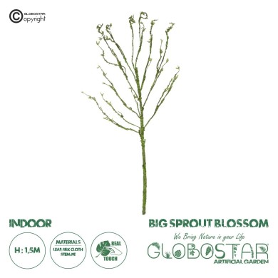 GloboStar® Artificial Garden BIG SPROUT BLOSSOM BRANCH 21461 Τεχνητό Διακοσμητικό Κλαδί Πράσινο Λάχανο Y150cm