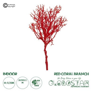 GloboStar® Artificial Garden RED CORAL BRANCH 21468 Τεχνητό Διακοσμητικό Κλαδί Κόκκινο Koράλι Y35cm