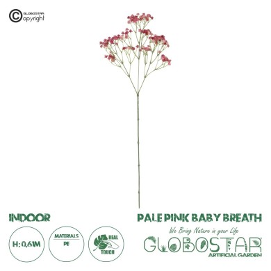 GloboStar® Artificial Garden PALE PINK BRANCH BABY BREATH 21369 Τεχνητό Διακοσμητικό Κλαδί Ροζ Γυψοφίλης Y61cm