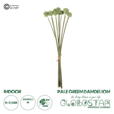 GloboStar® Artificial Garden PALE GREEN DANDELION BOUQET 21362 Τεχνητό Διακοσμητικό Ταραξάκο Μπουκέτο Y54cm