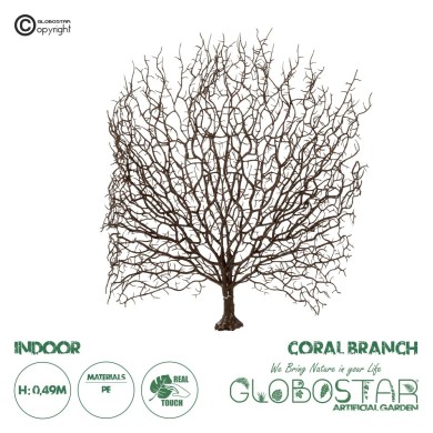 GloboStar® Artificial Garden BROWN CORAL BRANCH 21467 Τεχνητό Διακοσμητικό Κλαδί Καφέ Koράλι Y49cm