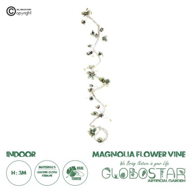 GloboStar® Artificial Garden MANGOLIA FLOWER VINE 21470 Τεχνητό Διακοσμητικό Κλαδί Μανόλιας  Y300cm