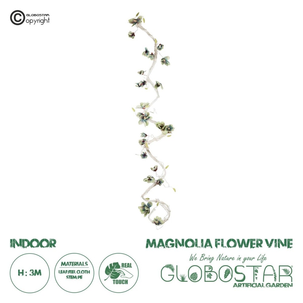 GloboStar® Artificial Garden MANGOLIA FLOWER VINE 21470 Τεχνητό Διακοσμητικό Κλαδί Μανόλιας  Y300cm