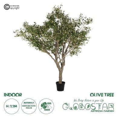 GloboStar® Artificial Garden OLIVE TREE 21112 Τεχνητό Διακοσμητικό Δέντρο Ελιά Υ220cm