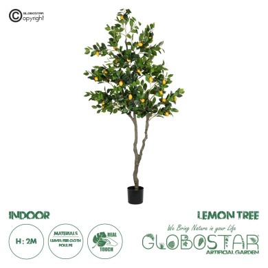 GloboStar® Artificial Garden LEMON TREE 21106 Τεχνητό Διακοσμητικό Δέντρο Λεμονιά Υ200cm