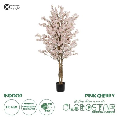 GloboStar® Artificial Garden PINK CHERRY 21098 Τεχνητό Διακοσμητικό Δέντρο Κερασιά Μ80 x Π80 x Υ160cm