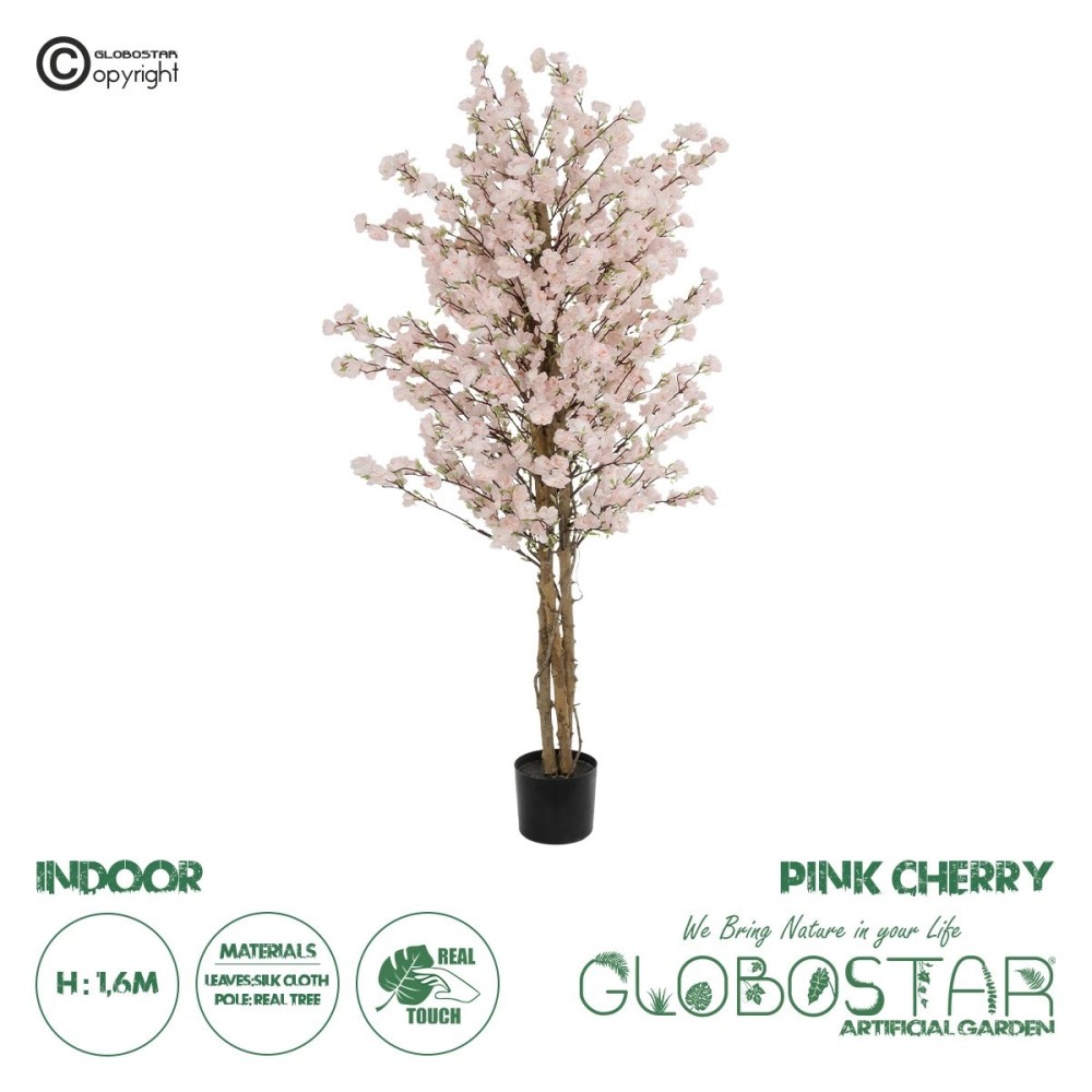 GloboStar® Artificial Garden PINK CHERRY 21098 Τεχνητό Διακοσμητικό Δέντρο Κερασιά Μ80 x Π80 x Υ160cm