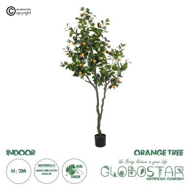 GloboStar® Artificial Garden ORANGE TREE 21110 Τεχνητό Διακοσμητικό Δέντρο Πορτοκαλιά Μ110 x Π80 x Υ200cm