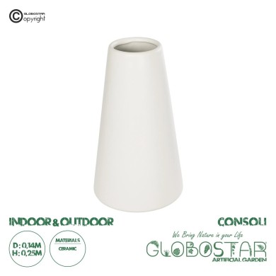 GloboStar® Artificial Garden CONSOLI 21287 Διακοσμητικό Κεραμικό Βάζο Μπεζ Μ14 x Π14 x Υ25cm