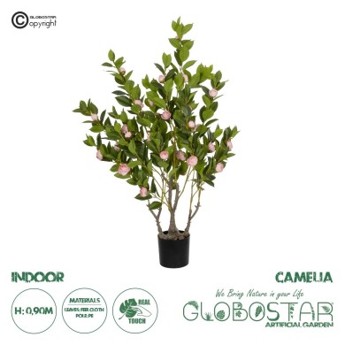 GloboStar® Artificial Garden CAMELIA 21115 Τεχνητό Διακοσμητικό Δέντρο Καμέλια Μ50 x Π30 x Υ90cm