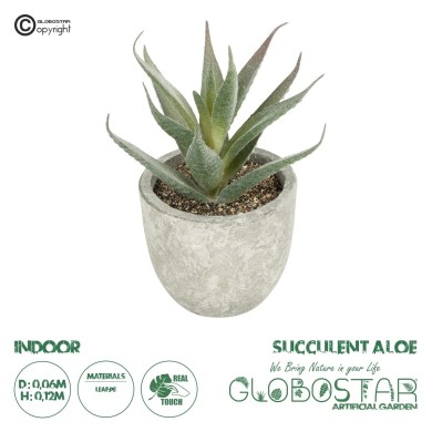 GloboStar® Artificial Garden SUCCULENT ALOE 21022 Τεχνητό Διακοσμητικό Φυτό Αλόη Μ6 x Π6 x Υ12cm