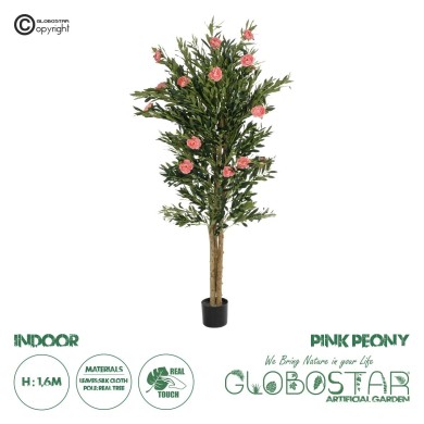 GloboStar® Artificial Garden PINK PEONY 21097 Τεχνητό Διακοσμητικό Δέντρο Παιώνια Μ80 x Π70 x Υ160cm