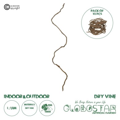GloboStar® Artificial Garden DRY VINE 21067 Τεχνητό Διακοσμητικό Κλαδί Ξηρό Αμπέλι Μ8 x Π8 x Υ180cm - Σετ 10 τμχ