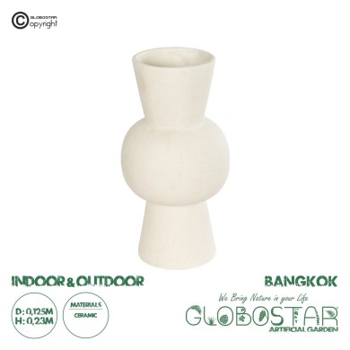 GloboStar® Artificial Garden BANGKOK 21274 Διακοσμητικό Κεραμικό Βάζο Μπεζ Μ12.5 x Π12.5 x Υ23cm