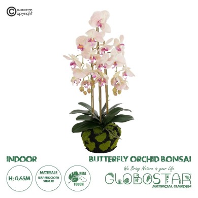 GloboStar® Artificial Garden BUTTERFLY ORCHID BONSAI 21400 Τεχνητό Διακοσμητικό Φυτό Ορχιδέα Μ34 x Π27 x Υ65cm