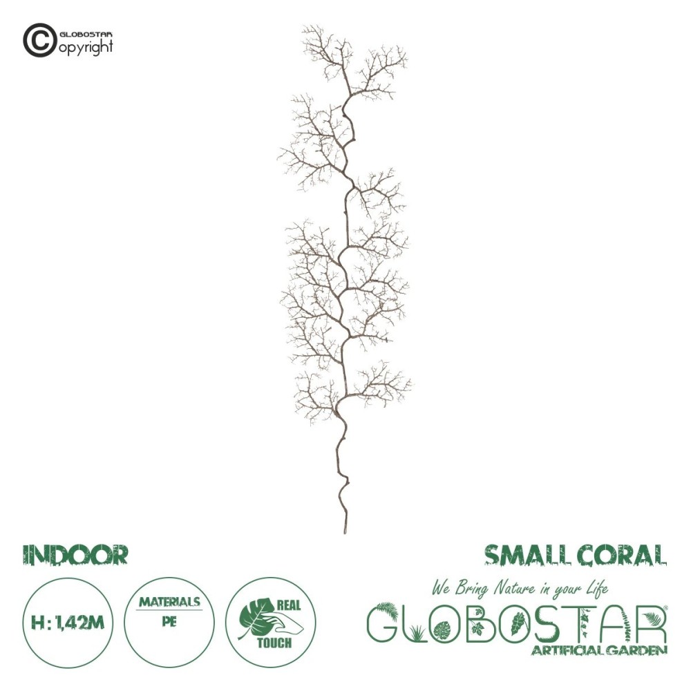 GloboStar® Artificial Garden SMALL CORAL 21463 Τεχνητό Διακοσμητικό Κλαδί Καφέ Μ40 x Π7 x Υ142cm