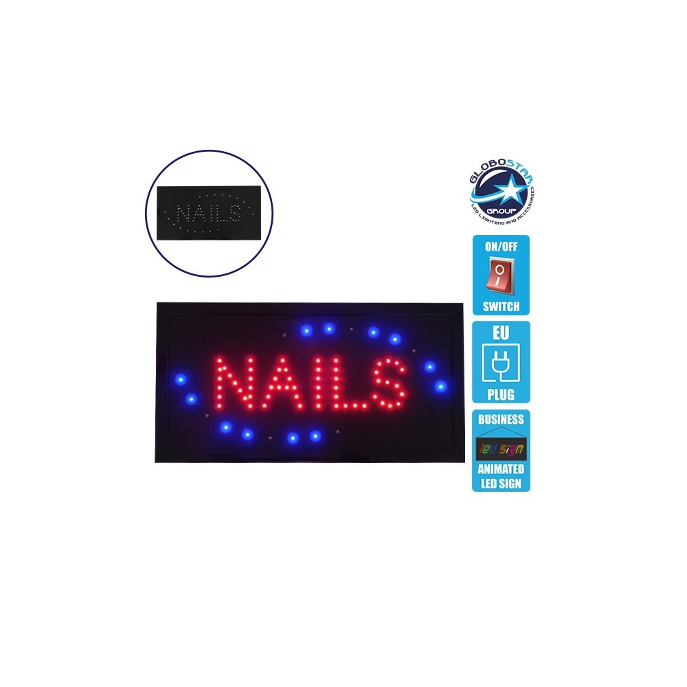 Φωτιστικό LED Σήμανσης NAILS με Διακόπτη ON-OFF και Πρίζα 230v 48x2x25cm GloboStar 96304