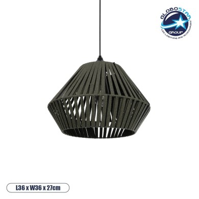 GLOBOSTAR® NUI 205-0069 Boho Κρεμαστό Φωτιστικό Οροφής με Ντουί 1 x E27 AC 220-240V IP20 - Πρασίνο - M36 x Π36 x Υ27cm