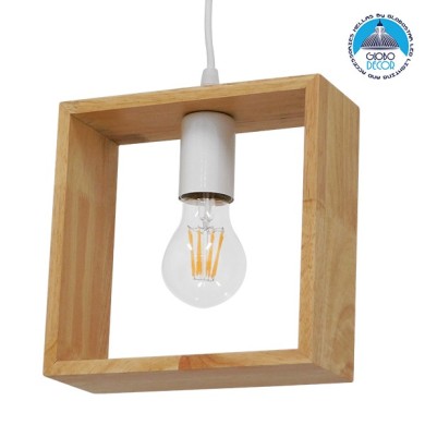 GLOBOSTAR® ELISE 01428 Μοντέρνο Κρεμαστό Φωτιστικό Οροφής με Ντουί 1 x E27 AC 220-240V IP20 - Μπεζ & Λευκό - Μ8 x Π8 x Υ23cm