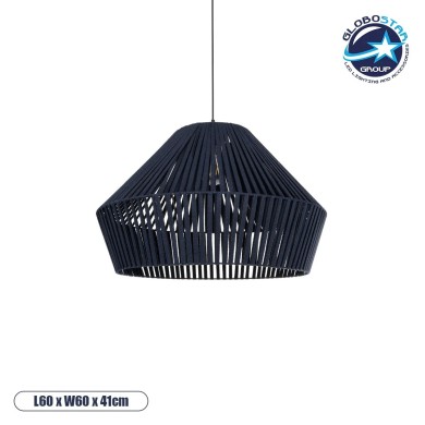 GLOBOSTAR® NUI 205-0072 Boho Κρεμαστό Φωτιστικό Οροφής με Ντουί 1 x E27 AC 220-240V IP20 - Μπλε - M60 x Π60 x Υ41cm