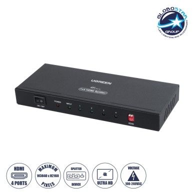 GLOBOSTAR® UGREEN-1x4 41019 Ugreen 1x4 All in One 4K HDMI Signal Splitter για LED Video Controllers - Input Signal W3840 x H2160@60Hz - Είσοδος 1 HDMI σε Έξοδο 4 HDMI - AC 220-240V IP20 - Μ17.7 x Π7.5 x Υ2cm - 2 Χρόνια Εγγύηση
