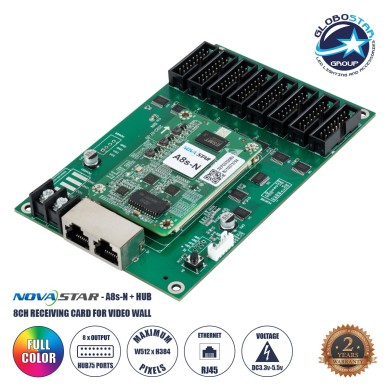 GLOBOSTAR® A8S-N+HUB 41022 Novastar A8S-N+HUB Receiving Card για Οθόνες LED Video Wall 8 x HUB75E με Loading Capacity σε Pixel 512 x 384px - Gigabit Network Ethernet Input & Output Ports - DC 5V IP20 - Μ7 x Π4.5 x Υ0.8cm - 2 Χρόνια Εγγύηση