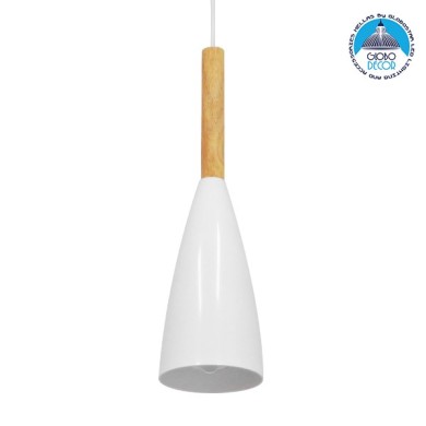 GLOBOSTAR® DILLON 00876 Μοντέρνο Κρεμαστό Φωτιστικό Οροφής με Ντουί 1 x E27 AC 220-240V IP20 - Λευκό - Μ11 x Π11 x Υ36cm