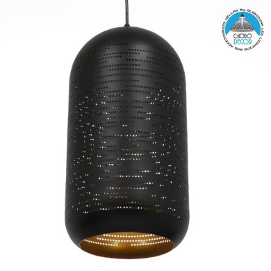 GLOBOSTAR® JANIS 01591 Μοντέρνο Κρεμαστό Φωτιστικό Οροφής με Ντουί 1 x E27 AC 220-240V IP20 - Μαύρο & Χρυσό - Μ20 x Π20 x Υ41cm