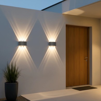 kelvo® SIXOAD KLV-101-0010 Φωτιστικό Τοίχου - Απλίκα LED 18W 1980lm 30° AC 220-240V Αδιάβροχο IP65 Φυσικό Λευκό 4500K - CREE XPE Chip & TÜV SÜD Driver - Γκρι Ανθρακί Ματ - Μ17 x Π4 x Υ8cm - 5 Χρόνια Εγγύηση