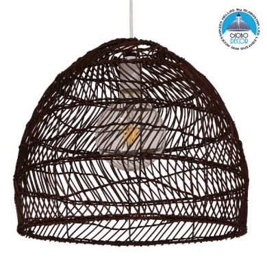 GLOBOSTAR® MALIBU 00970 Boho Κρεμαστό Φωτιστικό Οροφής με Ντουί 1 x E27 AC 220-240V IP20 - Καφέ - Μ40 x Π40 x Υ35cm