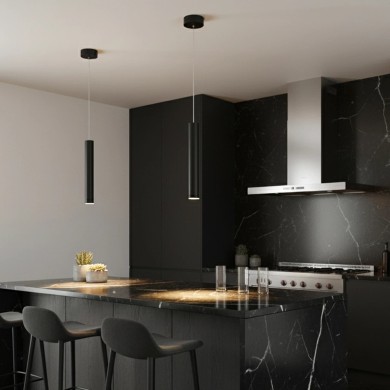 kelvo® CANAL KLV-101-0070 Κρεμαστό Φωτιστικό Οροφής LED 7W 700lm 36° AC 220-240V IP20 Θερμό Λευκό 2700K - Bridgelux COB Chip & TÜV SÜD Driver - Μαύρο Ματ - Μ4 x Π4 x Υ30cm - 5 Χρόνια Εγγύηση