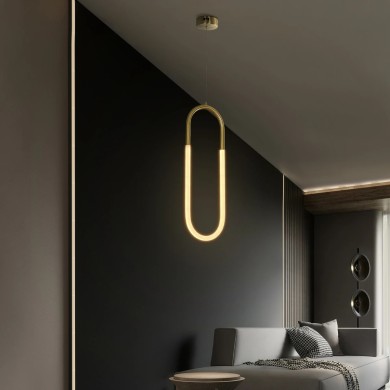 kelvo® GLOW KLV-101-0176 Κρεμαστό Φωτιστικό Οροφής LED 18W 1800lm 360° AC 220-240V IP20 Ρυθμιζόμενο Λευκό CCT με On-Off 2700K-4500K-6000K - Lumileds SMD Chip - Χρυσό Πλατίνα - Μ20 x Π2.5 x Υ60cm - 3 Χρόνια Εγγύηση