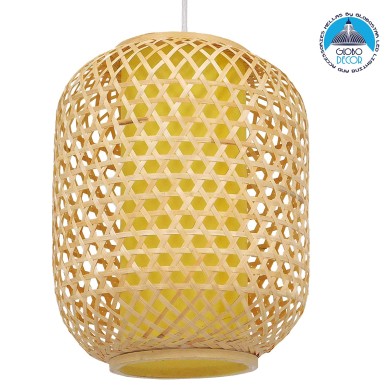 GLOBOSTAR® MAURITIUS 00899 Boho Κρεμαστό Φωτιστικό Οροφής με Ντουί 1 x E27 AC 220-240V IP20 - Μπεζ - Μ30 x Π30 x Υ40cm