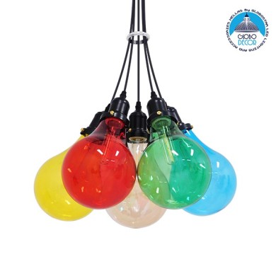 GLOBOSTAR® PARTY 01508 Μοντέρνο Κρεμαστό Φωτιστικό Οροφής με Ντουί 5 x E27 AC 220-240V IP20 - Πολύχρωμο - Μ41 x Π41 x Υ30cm